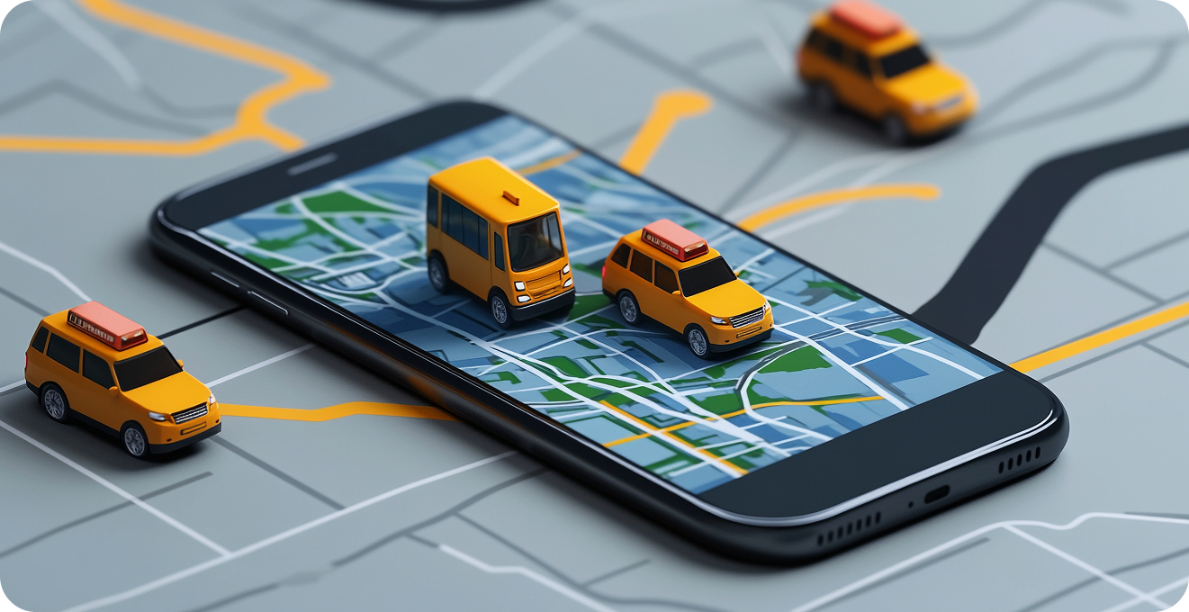 Map with cars