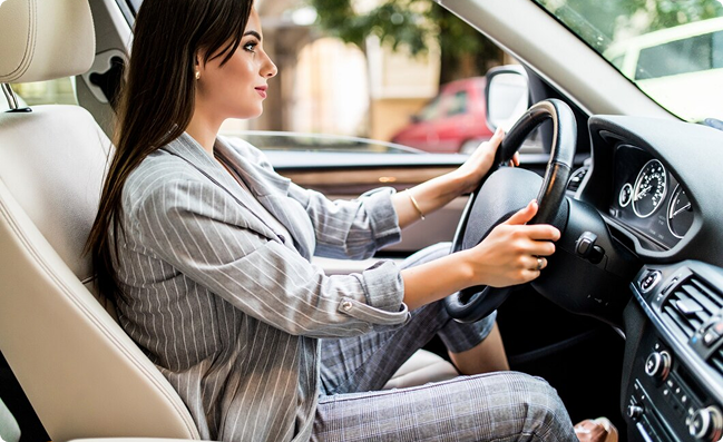 Woman driving car